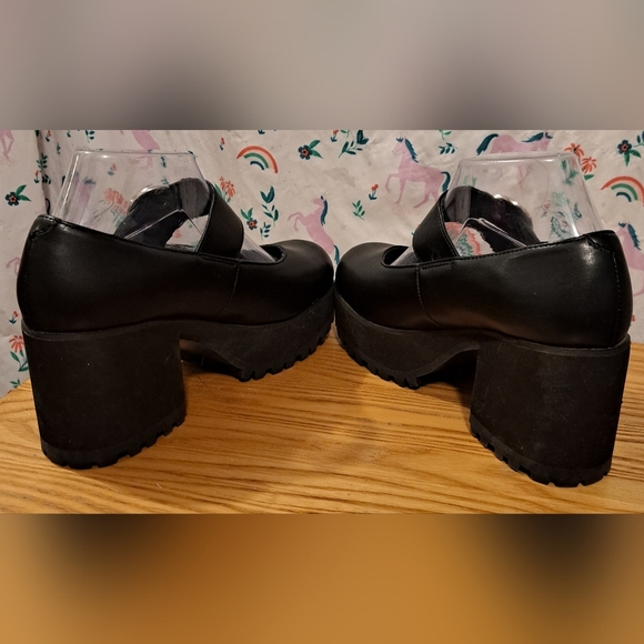 EUC Dolls Kill Current Mood Black Emo Goth Platform Mary Jane Heel Shoe SZ 8M - Picture 4 of 8